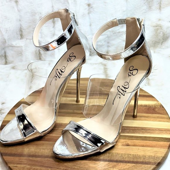 * So Me Sexy Silver Strap 5" Slim Stiletto Heel - Picture 6 of 10